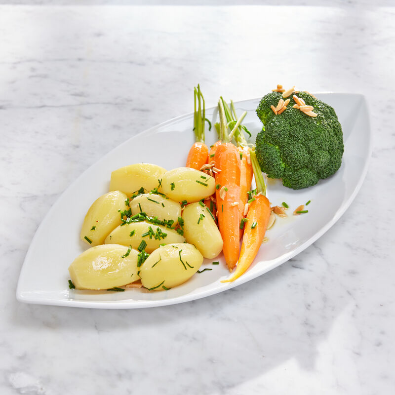 Abtropf- und Servierplatte aus Porzellan: Ideal für Spargel, Gemüse, Fisch, Fleisch Bild 2