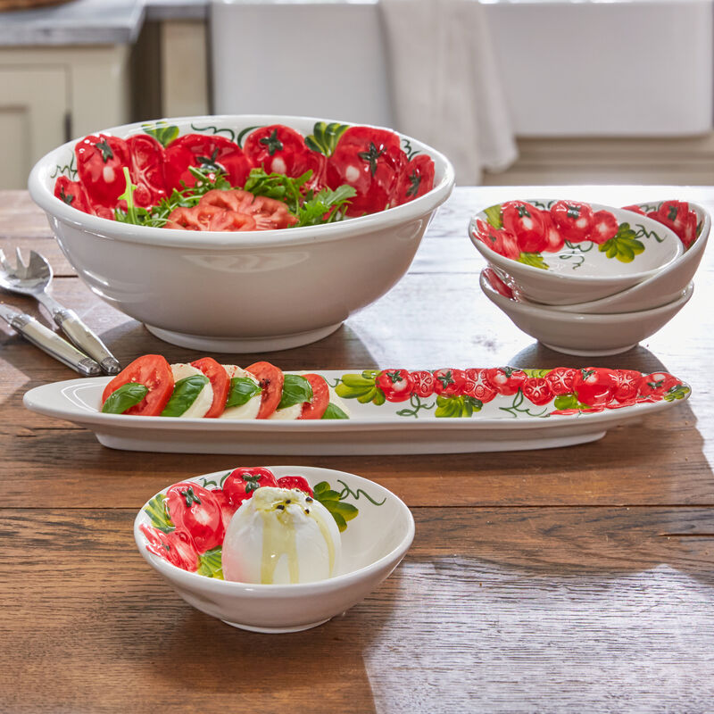 Salatschälchen: Traditionelle Keramik mit handbemaltem Tomatendekor Bild 2