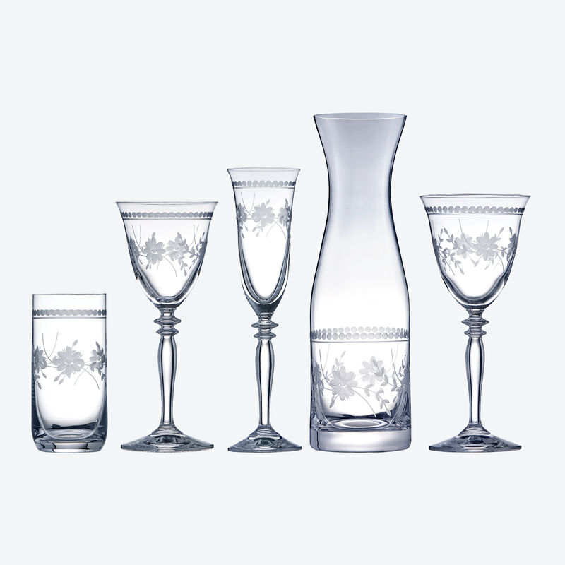 Böhmische Kristall-Wassergläser mit filigranem Pantografie-Blumenmotiv Bild 3