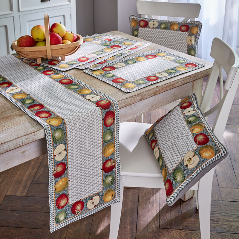 Kissen: Strapazierfähige und hochwertige Tischwäsche mit detailreichen Apfelmotiven Bild 2
