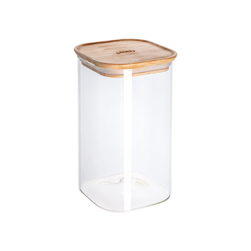 Platzsparender Glas-Vorratsbehlter mit Bambusdeckel: Stilvoll und sicher aufbewahren Bild 3