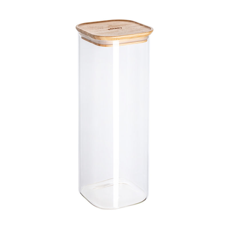 Platzsparender Glas-Vorratsbehlter mit Bambusdeckel: Stilvoll und sicher aufbewahren Bild 4