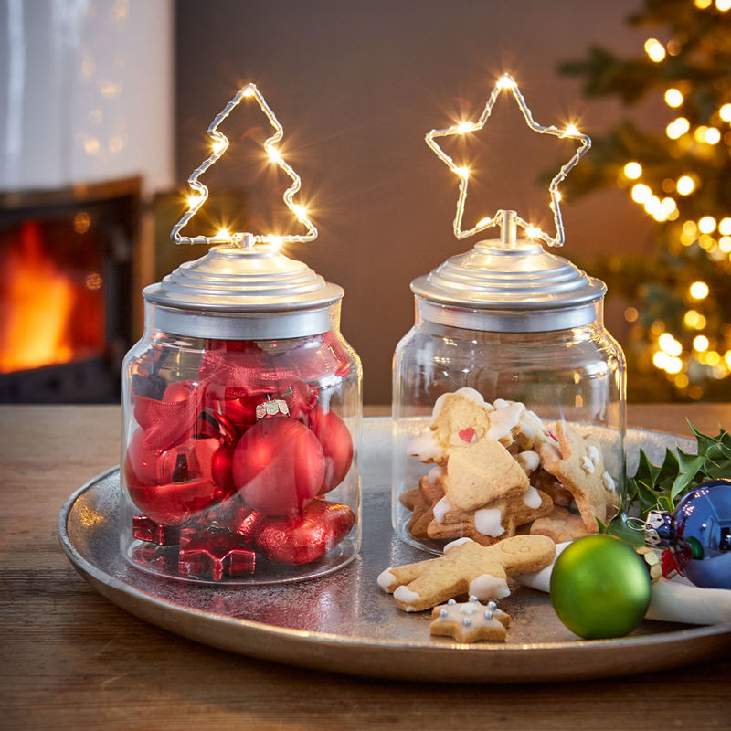 Leuchtdeckel Glas-Gebäckdose Stern hält weihnachtliche Leckereien aromatisch, knusprig, frisch Bild 2