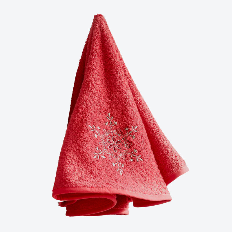 Dekorativ weihnachtlich bestickt: Frottee Hnde-Rundtuch und Waffelpiqu-Kchentuch