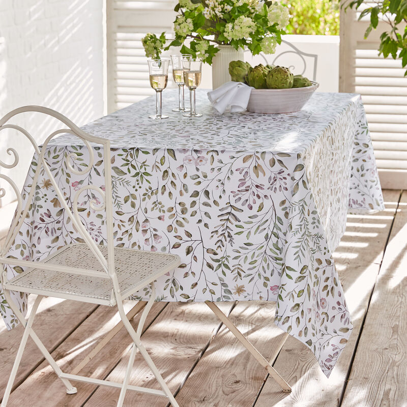 Florale Baumwoll-Tischdecke mit hochwertigem Fleckschutz