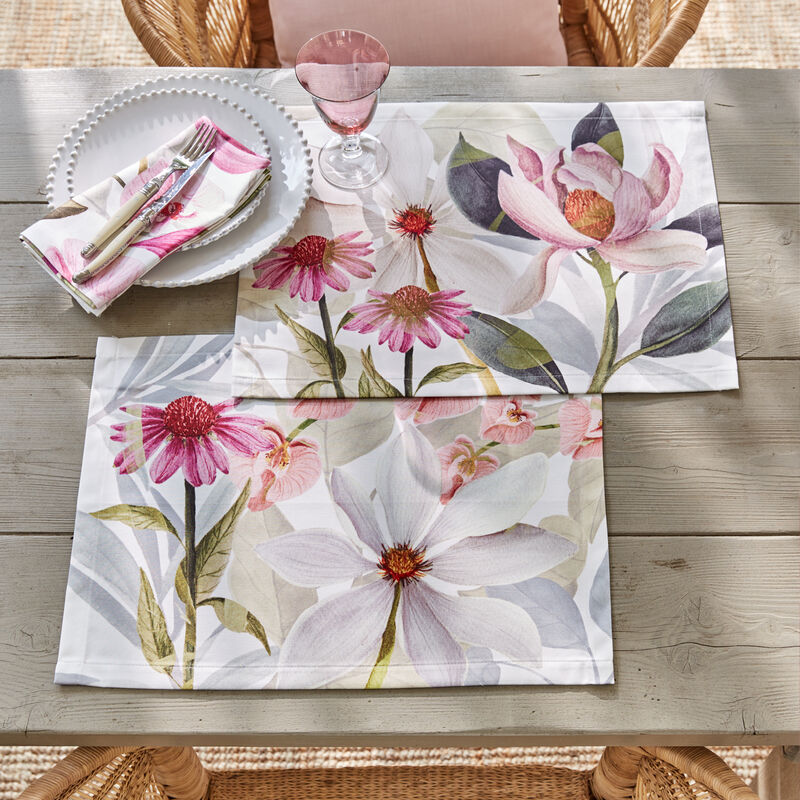 Florale Tischsets mit Fleckschutz aus sizilianischer Traditionsweberei