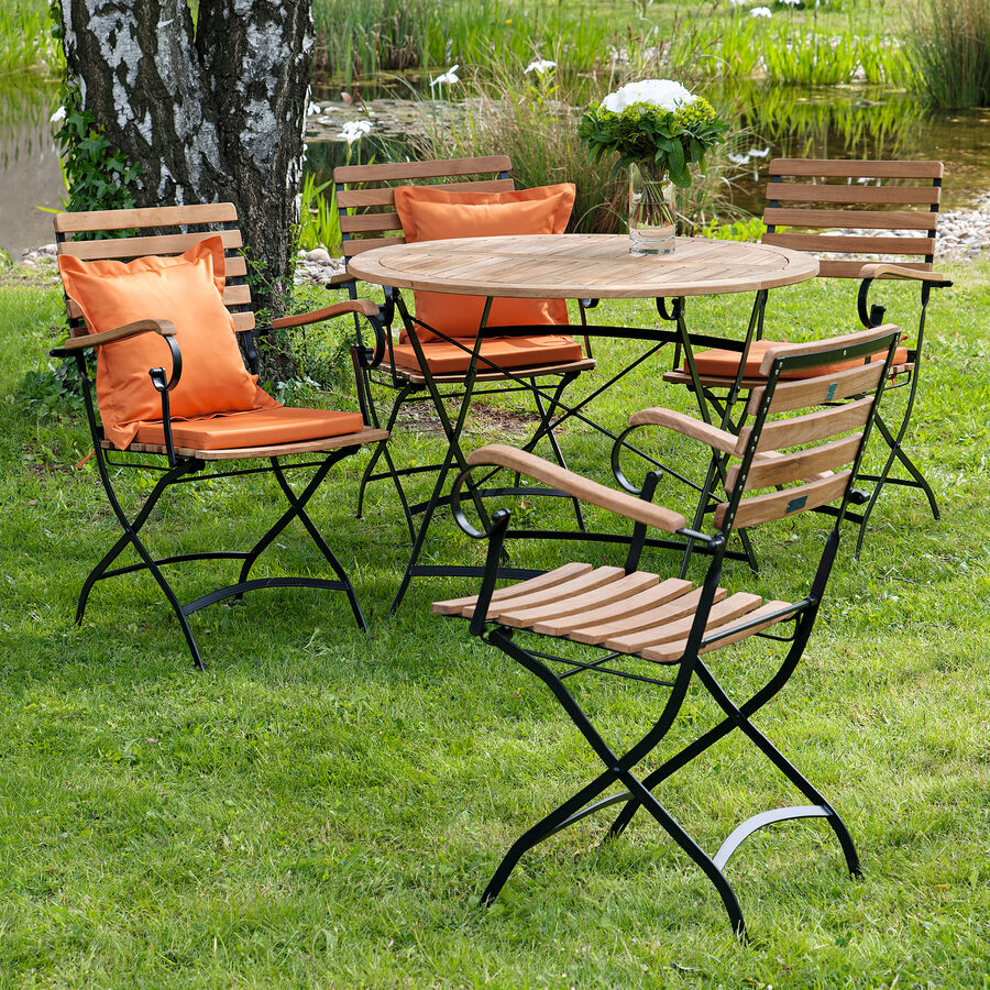 Klappbares Gartenmöbel Set aus wetterbeständigem Eisen und Teak - Hagen