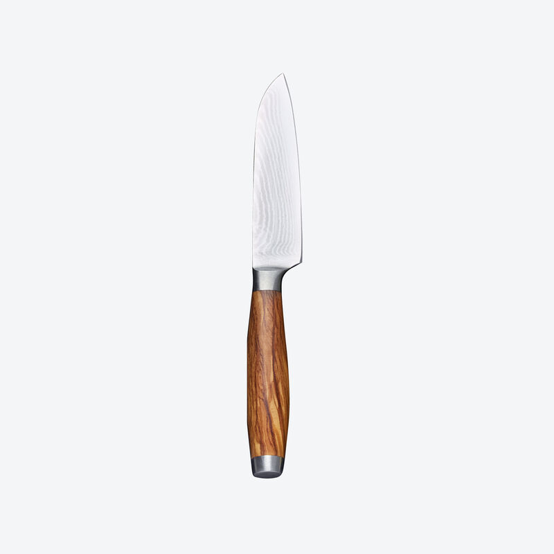 Kleines Santokumesser: Premium-Damaszener-Messer mit edlen Olivenholzgriffen erfllen hchste Ansprche