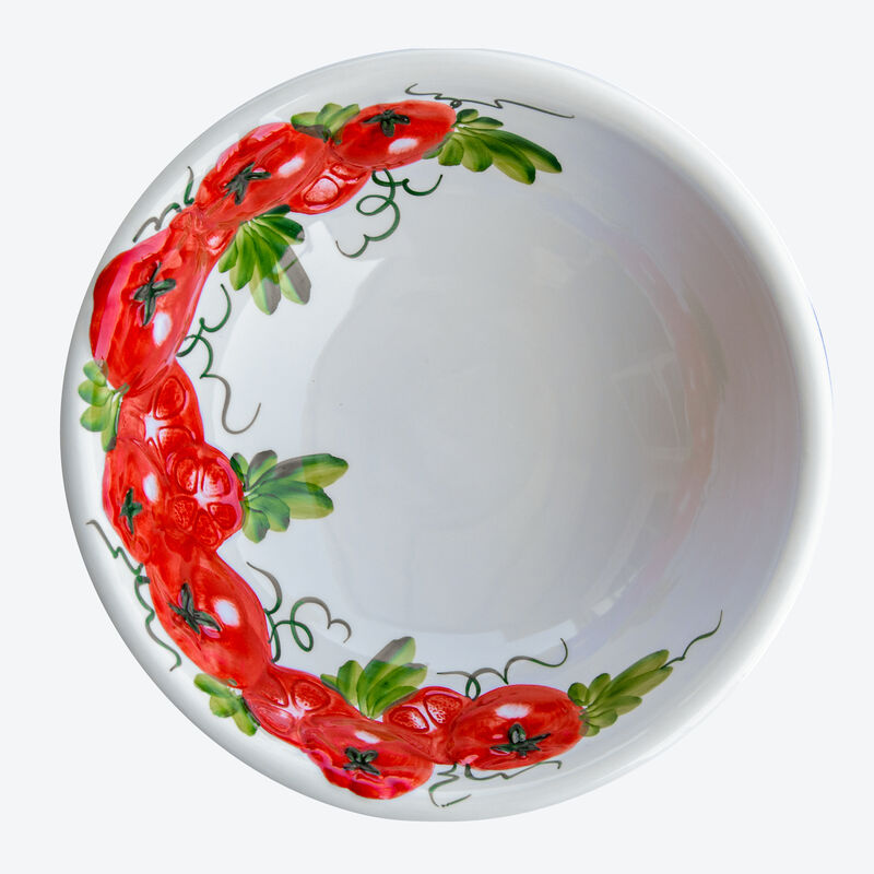 Salatschüssel: Traditionelle Keramik mit handbemaltem Tomatendekor