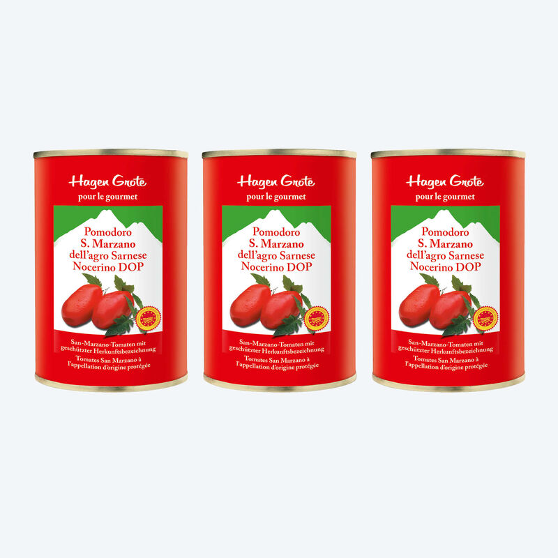 San Marzano Tomaten in verbeulten Dosen