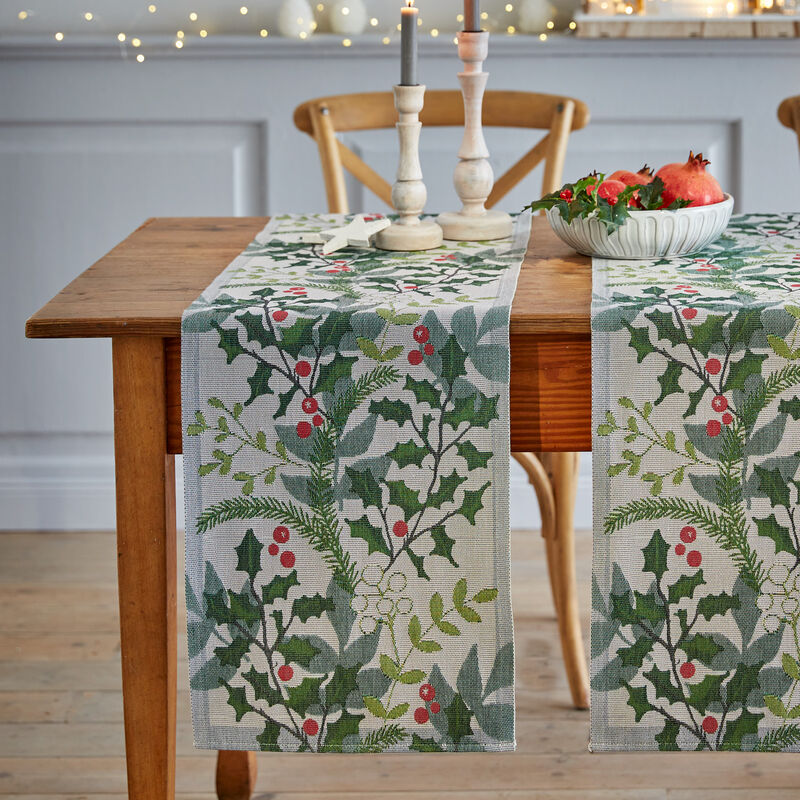 Schwedische Wintertischwsche: Tischlufer aus hochwertiger Bio-Baumwolle, Tischdecke, Tafeldecke, Tischtuch