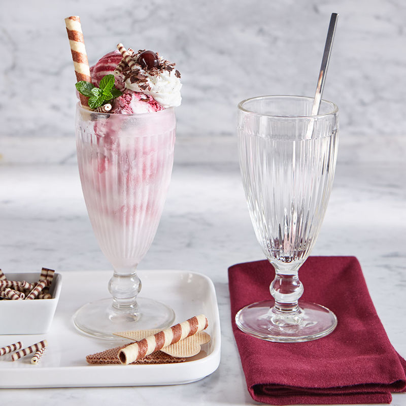 Stilvolle, extrahohe Glas-Eisbecher perfekt für Eiskaffee, Zabaglione ...