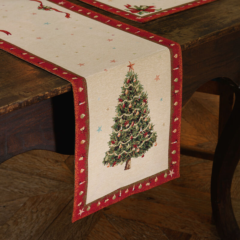 Tischläufer: Prächtige weihnachtliche Gobelin-Tischwäsche