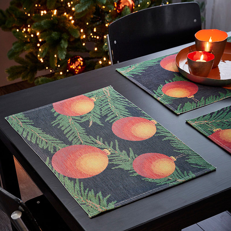Tischsets: Leuchtende Christbaumkugel- Motive zaubern Weihnachtsstimmung auf den Tisch