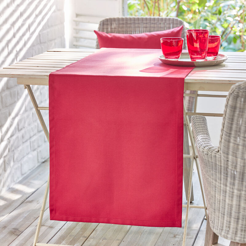 Unifarbener Tischläufer zur Erdbeer-Gobelin-Tischwäsche