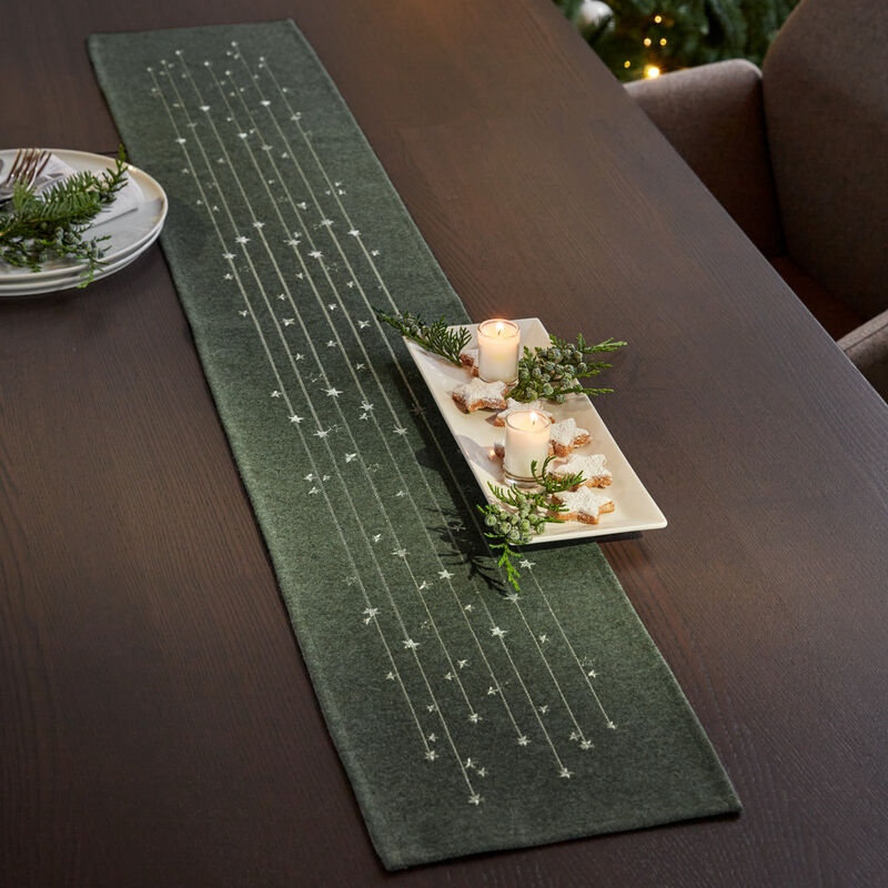 Weihnachtliches Woll-Tischband, Jacquard-Tischwäsche