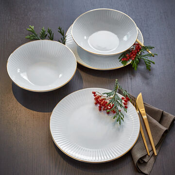 Produktbild fr '12-tlg. Porzellan-Geschirr mit splmaschinenfestem Goldrand'