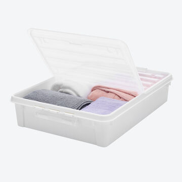 Produktbild f�r 'Aufbewahrungsbox 60 l - praktische Unterbettkommode mit Rollen und faltbarem Deckel, B/H/T ca. 59/18,5/79 cm'