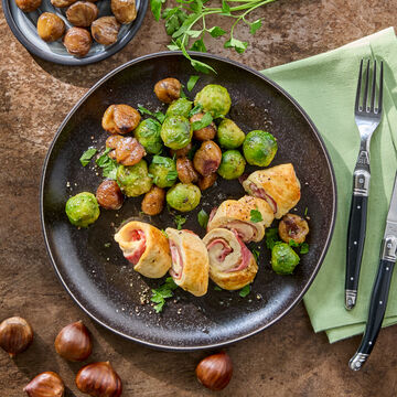 Produktbild f�r 'Gefl�gelbrust-Involtini zu glasiertem Maronen-Rosenkohl'