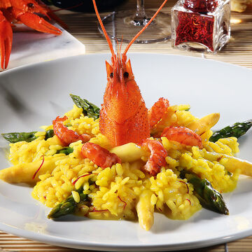 Produktbild fr 'Safran-Spargel-Risotto mit Flusskrebsen'