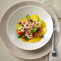 Produktbild fr 'Safrankartoffeln in Gemsebrhe mit Calamarines'