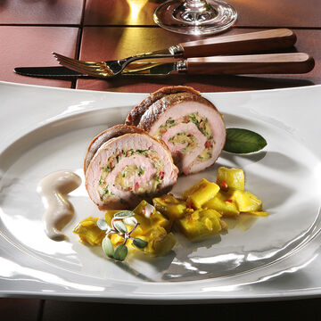 Produktbild fr 'Schweinefilet-Roulade mit Safran-Schmorgurken'