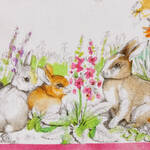 Produktbild fr 'Tischwsche: Florentinische Leinen-Tischwsche mit Hasenmotiv'