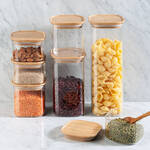 Produktbild fr 'Platzsparender Glas-Vorratsbehlter mit Bambusdeckel: Stilvoll und sicher aufbewahren'