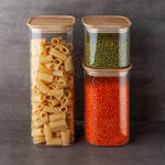 Produktbild fr 'Platzsparender Glas-Vorratsbehlter mit Bambusdeckel: Stilvoll und sicher aufbewahren'