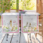 Produktbild fr 'Tischlufer: Florentinische Leinen-Tischwsche mit Hasenmotiv'