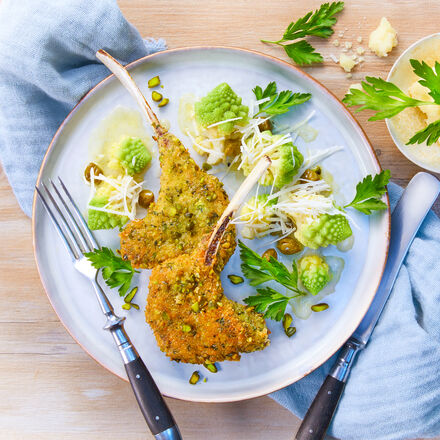 Produktbild fr ' Lammkotelette mit Pistazienkruste Costolette di agnello al pistacchio e romanico  '