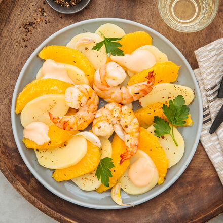 Produktbild fr '  Orangen-Kartoffelsalat, Scampi und Cocktailsauce'