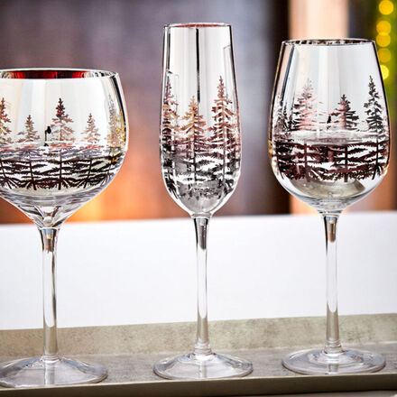 Produktbild fr 'Elegante und mundgeblasene Sektglser mit alpinem Dekor'