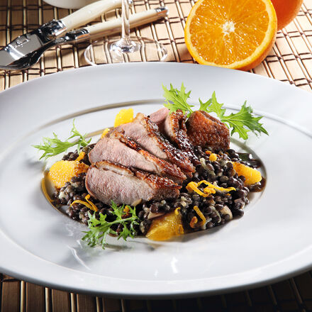 Produktbild fr 'Entenbrust auf Orangen-Linsen mit Balsamico-Essenz'
