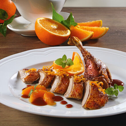 Produktbild fr 'Geschmorte Ente in Blutorangensauce'