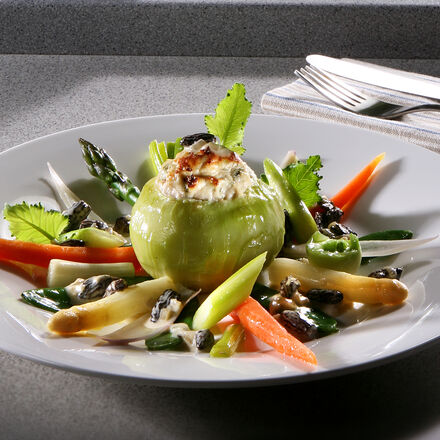 Produktbild fr 'Kohlrabi mit Geflgelbrustfllung, zartem Gemse und Morchel-Rahm-Sauce'