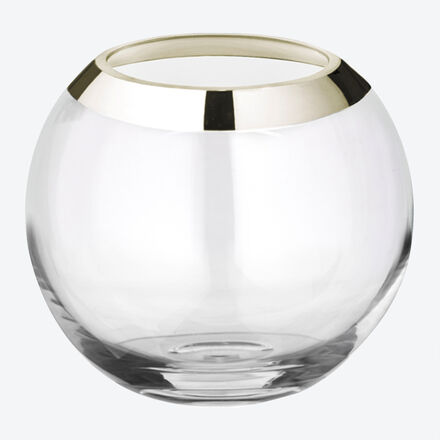 Produktbild f�r 'Mundgeblasene runde Vase mit Platinglasrand'