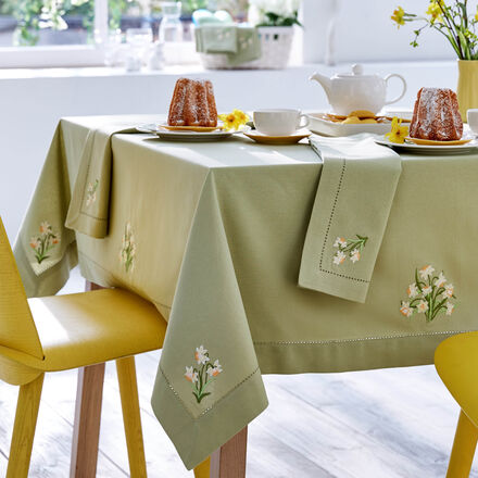 Produktbild fr 'Tischdecke: Aufwendig bestickte Narzissen-Tischwsche bringt den Frhling ins Haus'
