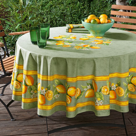 Produktbild f�r 'Tischdecke rund: Zitrusfr�chte-Tischw�sche'